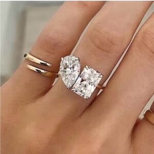 Toi it Moi 4CT Radiant Pear Cut Lab Created Diamond 925 Sterling Silver Ring